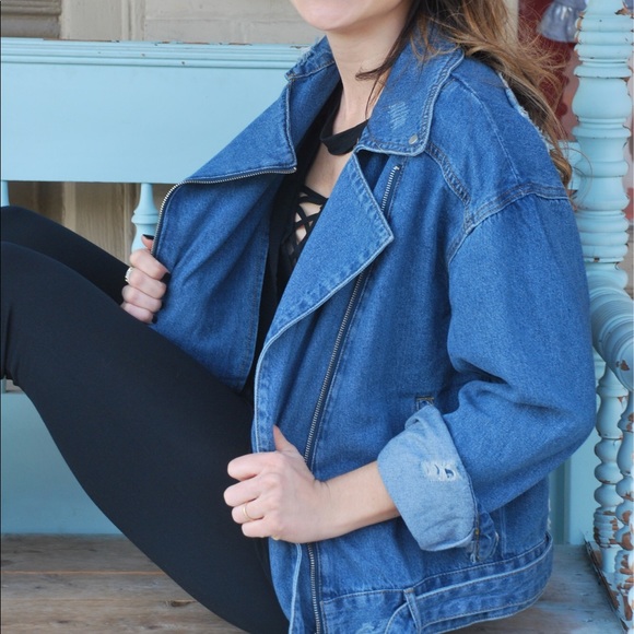 Essue Denim Bomber Jacket. Large Left! - Picture 7 of 8